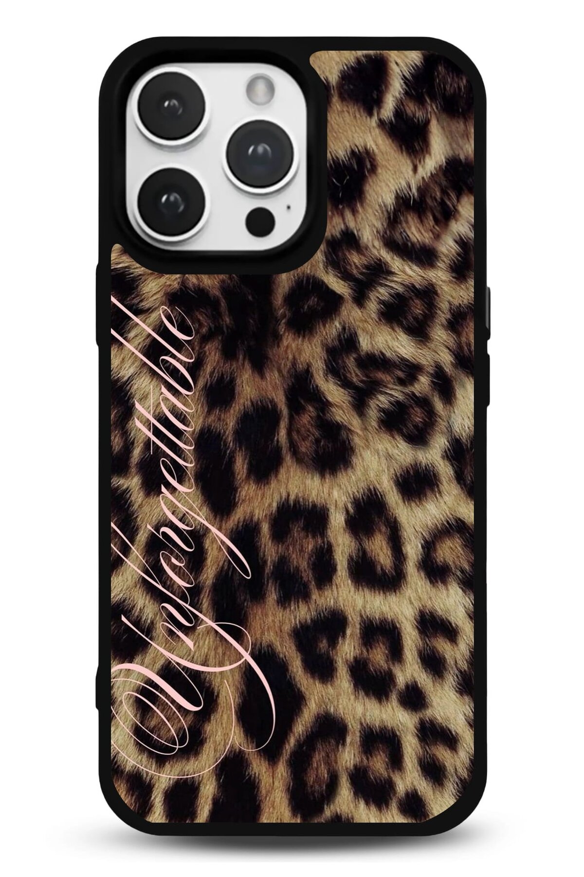 iPhone 15 Pro Max Uyumlu Unforgettable Leopar Kürk Desenli Parlak Telefon Kılıfı