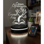 Kişiye Özel Canım Öğretmenim 3D LED Gece Lambası - 16 Renk Kumandalı Öğretmenler Günü Hediyesi