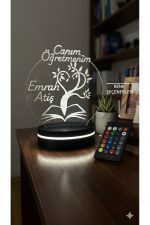 Kişiye Özel Canım Öğretmenim 3D LED Gece Lambası 16 Renk Kumandalı
