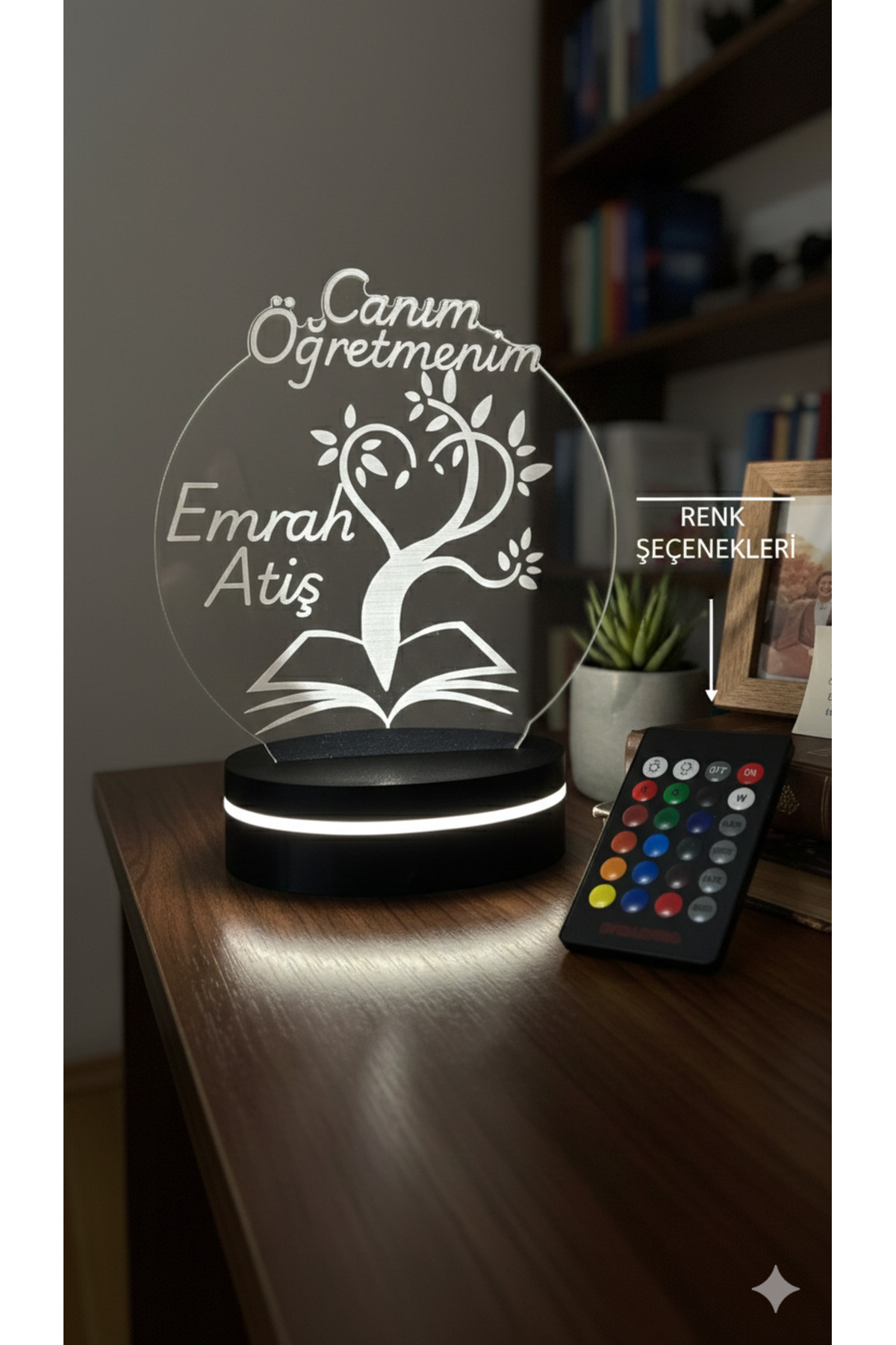 Kişiye Özel Canım Öğretmenim 3D LED Gece Lambası 16 Renk Kumandalı Kişiye Özel Canım Öğretmenim 3D LED Gece Lambası 16 Renk Kumandalı