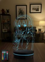 Anime Severlere Hediye Kulaklıklı Bubble Tea Kız Figürlü 3D LED Lamba, Genç Odası Masa ve Gece Lambası - 16 Renk Modeli 1