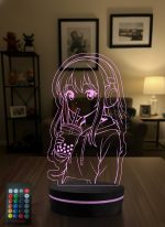Anime Severlere Hediye Kulaklıklı Bubble Tea Kız Figürlü 3D LED Lamba, Genç Odası Masa ve Gece Lambası - 16 Renk Modeli 4