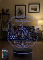 Erkek Sevgiliye Hediye Futbol Sever Çift 3D LED Lamba, Sevgiliye Doğum Günü Hediyesi, Kişiye Özel İsimli Gece Lambası - 16 Renk Modeli 5