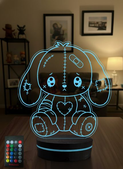 Gothic Sevimli Tavşan Figürlü 3D LED Lamba, Alternatif & E-Girl Tarzı Hediye, Genç Odası Gece Lambası - 16 Renk Modeli 1