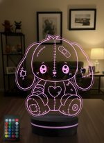 Gothic Sevimli Tavşan Figürlü 3D LED Lamba, Alternatif & E-Girl Tarzı Hediye, Genç Odası Gece Lambası - 16 Renk Modeli 4