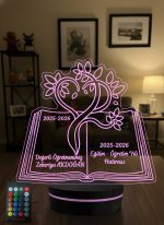 Öğretmene Hediye Kitap ve Hayat Ağacı 3D LED Lamba, 24 Kasım Öğretmenler Günü Hediyesi, Öğretmene Özel Masa Lambası - 16 Renk Modeli 4