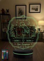 Sevgiliye Özel Hediye Kişiye Özel İsimli Romantik Çift 3D LED Lamba, Sevgililer Günü & Yıldönümü Hediyesi Gece Lambası - 16 Renk Modeli 3