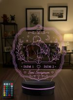 Sevgiliye Özel Hediye Kişiye Özel İsimli Romantik Çift 3D LED Lamba, Sevgililer Günü & Yıldönümü Hediyesi Gece Lambası - 16 Renk Modeli 4