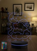 Bebek ve Çocuk Odası Hediyesi Sevimli Uyuyan Yıldız 3D LED Lamba, Doğum Günü Hediyesi Gece Lambası - 16 Renk Modeli 5