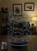 Bebek ve Çocuk Odası Hediyesi Sevimli Uyuyan Yıldız 3D LED Lamba, Doğum Günü Hediyesi Gece Lambası - 16 Renk Modeli 1