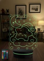 Bebek ve Çocuk Odası Hediyesi Sevimli Uyuyan Yıldız 3D LED Lamba, Doğum Günü Hediyesi Gece Lambası - 16 Renk Modeli 3