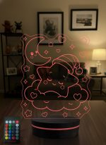Bebek ve Çocuk Odası Hediyesi Sevimli Uyuyan Yıldız 3D LED Lamba, Doğum Günü Hediyesi Gece Lambası - 16 Renk Modeli 2