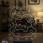 Bebek ve Çocuk Odası Hediyesi Sevimli Uyuyan Yıldız 3D LED Lamba, Doğum Günü Hediyesi Gece Lambası
