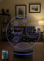 Doğum Günü Hediyesi Gezegenler & Uzay 3D LED Lamba, Arkadaşa Sevgiliye Hediye, Kişiye Özel Gece Lambası - 16 Renk Modeli 5