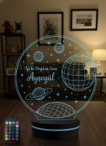 Doğum Günü Hediyesi Gezegenler & Uzay 3D LED Lamba, Arkadaşa Sevgiliye Hediye, Kişiye Özel Gece Lambası - 16 Renk Modeli 1