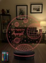 Doğum Günü Hediyesi Gezegenler & Uzay 3D LED Lamba, Arkadaşa Sevgiliye Hediye, Kişiye Özel Gece Lambası - 16 Renk Modeli 2