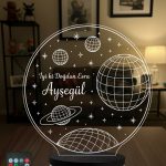 Doğum Günü Hediyesi Gezegenler & Uzay 3D LED Lamba, Arkadaşa Sevgiliye Hediye, Kişiye Özel Gece Lambası
