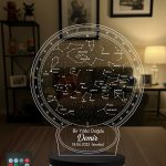 Yeni Doğan Bebek Hediyesi Gökyüzü Yıldız Haritası 3D LED Lamba, Bebek Doğum Hediyesi, Anneye Bebeğe Özel Gece Lambası