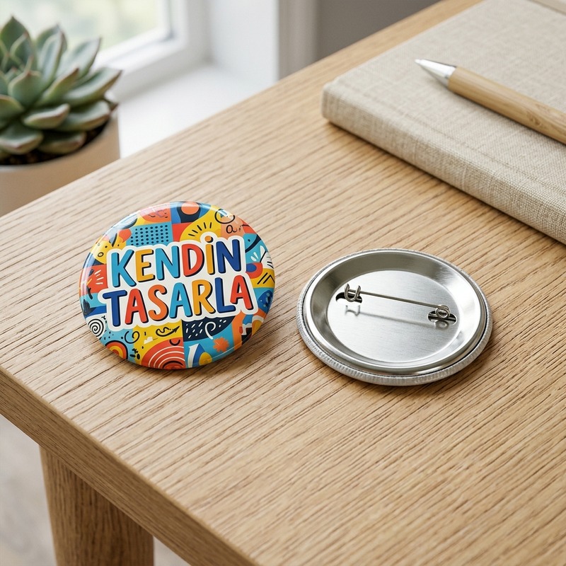 Rozet Tasarla - Kişiye Özel 58mm Metal İğneli Buton Rozet Eymi
