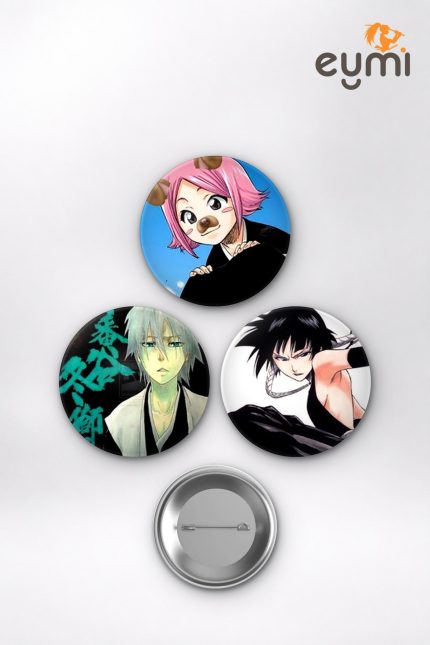 Bleach Animesi Aizen ve Gotei 13 Kaptanları Anime Rozet Seti Set 5 3’lü (58 mm)