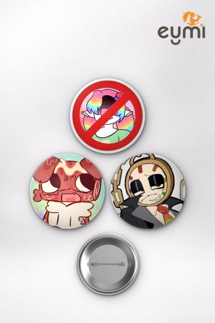 Dandy's World Astro, Goob, Poppy ve Shelly Oyun Temalı Çanta Süsü İğneli Buton Rozet Seti Set 1 3’lü (58 mm)