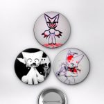 Hazbin Hotel & Webcore Animesi Hazbin Hotel ve Femtanyl Estetiği Anime Rozet Seti Set 2 3’lü (58 mm)