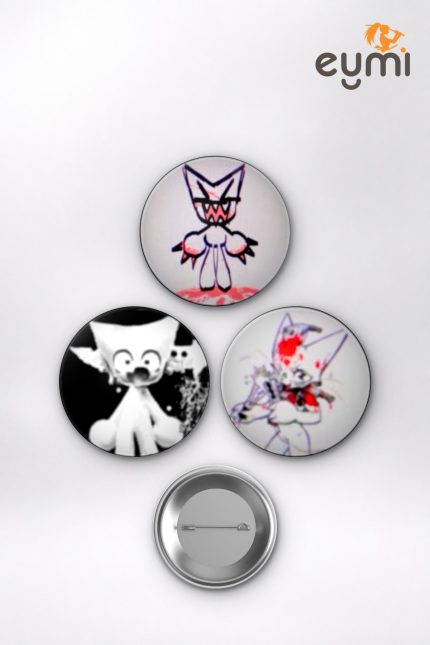 Hazbin Hotel & Webcore Animesi Hazbin Hotel ve Femtanyl Estetiği Anime Rozet Seti Set 2 3’lü (58 mm)