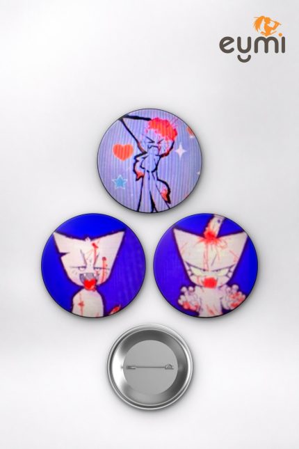 Hazbin Hotel & Webcore Animesi Hazbin Hotel ve Femtanyl Estetiği Anime Rozet Seti Set 3 3’lü (58 mm)