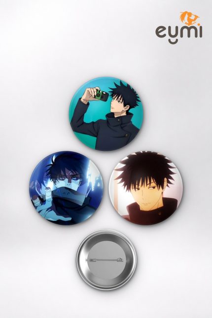 Jujutsu Kaisen Animesi Megumi Fushiguro ve Sukuna Shadow Anime Rozet Seti Set 2 3’lü (58 mm)