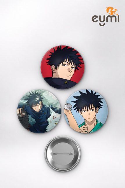 Jujutsu Kaisen Animesi Megumi Fushiguro Chibi Anime Rozet Seti Set 1 3’lü (58 mm)
