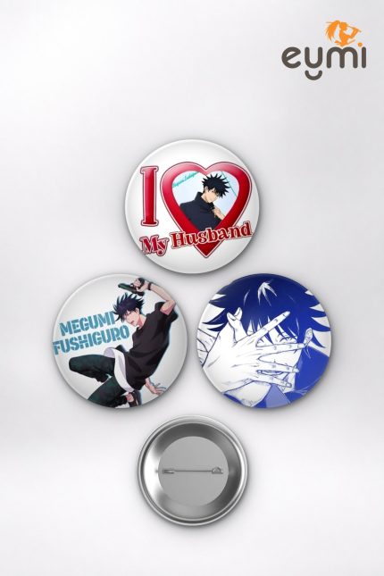 Jujutsu Kaisen Animesi Megumi Fushiguro Chibi Anime Rozet Seti Set 3 3’lü (58 mm)