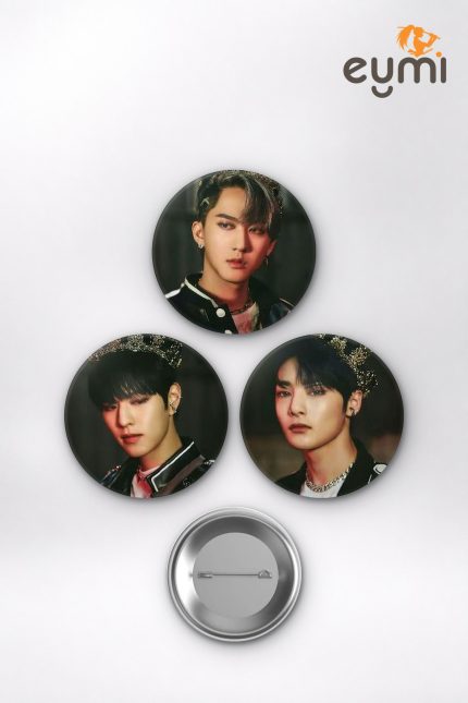 Stray Kids Bang Chan, Felix, Hyunjin Crown Taç Simgeleri K-Pop Temalı Çanta Süsü İğneli Buton Rozet Seti Set 2 3’lü (58 mm)
