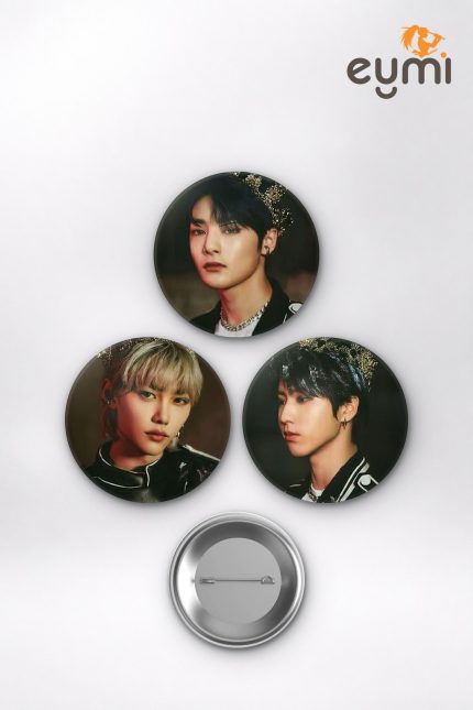 Stray Kids Bang Chan, Felix, Hyunjin Crown Taç Simgeleri K-Pop Temalı Çanta Süsü İğneli Buton Rozet Seti Set 3 3’lü (58 mm)