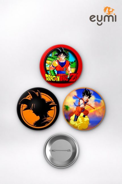 Dragon Ball Z Animesi Son Goku, Vegeta ve Z Savaşçıları Anime Rozet Seti Set 3 3’lü (58 mm)
