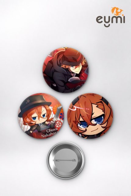 Bungou Stray Dogs Animesi Chuuya Nakahara Port Mafia Anime Rozet Seti Set 2 3’lü (58 mm)