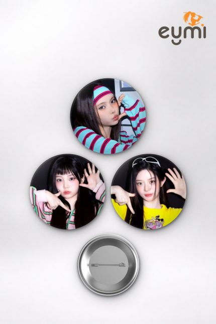ILLIT Wonhee, Minju, Iroha, Yunah, Moka K-Pop Temalı Çanta Süsü İğneli Buton Rozet Seti Set 1 3’lü (58 mm)