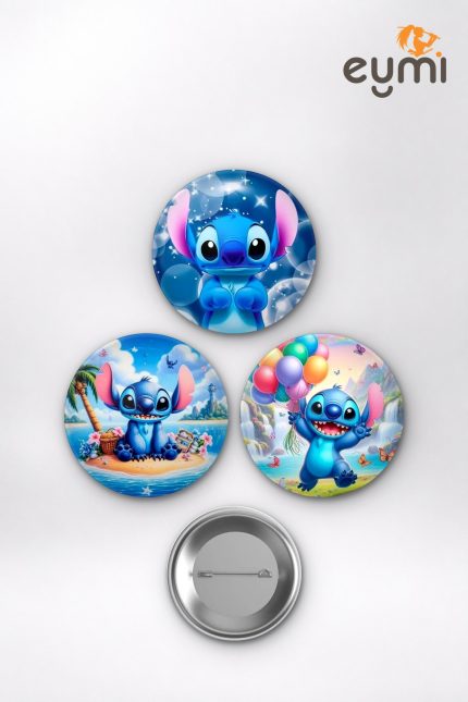 Lilo ve Stitch Animesi Stitch Cute Aesthetic Anime Rozet Seti Set 1 3’lü (58 mm)