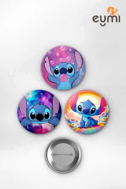 Lilo ve Stitch Animesi Stitch Cute Aesthetic Anime Rozet Seti Set 2 3’lü (58 mm)