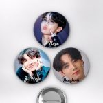 BTS Jungkook, Jimin, V, Suga, Jin, RM, J-Hope Portre K-Pop Temalı Çanta Süsü İğneli Buton Rozet Seti Set 1 3’lü (58 mm)