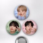 BTS RM, Suga, Jungkook, Jimin Pastel Soft K-Pop Temalı Çanta Rozeti İğneli Buton Rozet Seti Set 2 3’lü (58 mm)
