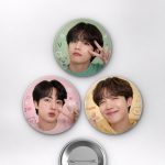 BTS RM, Suga, Jungkook, Jimin Pastel Soft K-Pop Temalı Çanta Rozeti İğneli Buton Rozet Seti Set 3 3’lü (58 mm)