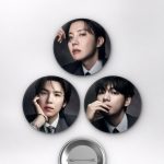 BTS RM, Jungkook, Jimin Siyah Takım Elbise K-Pop Temalı Çanta Rozeti İğneli Buton Rozet Seti Set 2 3’lü (58 mm)