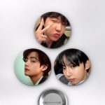 BTS RM, Jimin, Suga, V Tae Selfie Günlük Tarz K-Pop Temalı Çanta Rozeti İğneli Buton Rozet Seti Set 2 3’lü (58 mm)