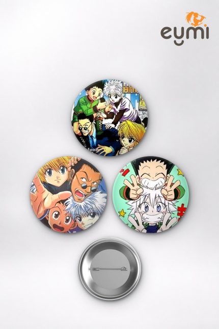 Hunter x Hunter Animesi Gon Freecss, Killua Zoldyck ve Kurapika Anime Rozet Seti Set 2 3’lü (58 mm)