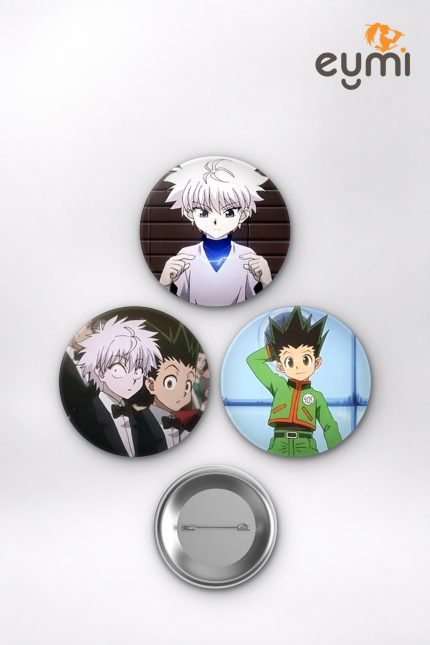 Hunter x Hunter Animesi Gon Freecss, Killua Zoldyck ve Kurapika Anime Rozet Seti Set 3 3’lü (58 mm)
