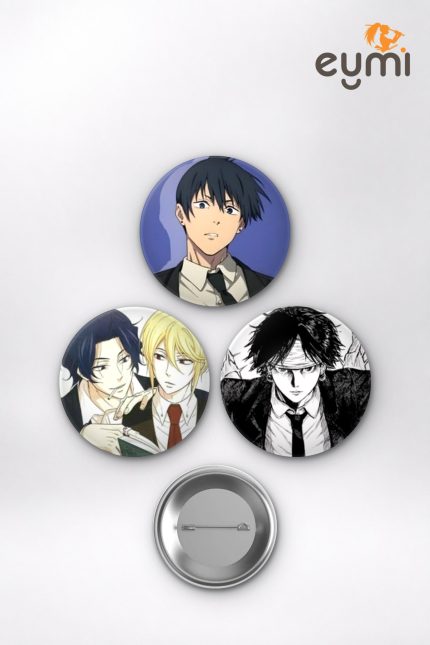 Chainsaw Man Animesi Aki Hayakawa, Denji ve Moriarty Mix Anime Rozet Seti Set 1 3’lü (58 mm)