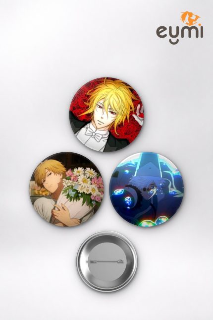Chainsaw Man Animesi Aki Hayakawa, Denji ve Moriarty Mix Anime Rozet Seti Set 2 3’lü (58 mm)