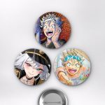 Black Clover Animesi Asta, Noelle Silva ve Gojo Satoru Mix Anime Rozet Seti Set 1 3’lü (58 mm)