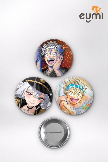 Black Clover Animesi Asta, Noelle Silva ve Gojo Satoru Mix Anime Rozet Seti Set 1 3’lü (58 mm)
