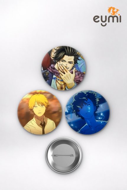 Black Clover Animesi Yami Sukehiro ve Denji Mix Anime Rozet Seti Set 1 3’lü (58 mm)